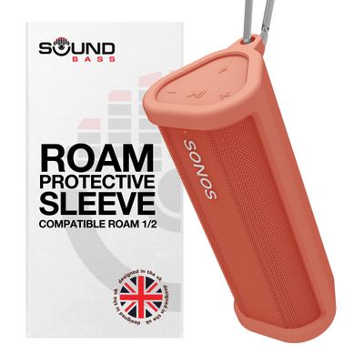 Sound Bass Heavy Duty Protective Silicone Carrying Case for Sonos Roam 2 | Red | Now Includes Bluetooth Button for Roam2 | Protect Your Wireless Bluetooth Speaker Using This Cover/Sleeve