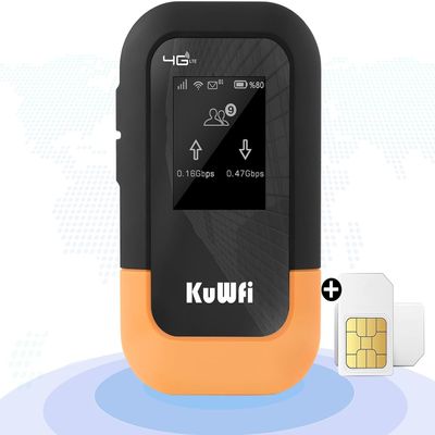 KuWFi 4G LTE WiFi Mobile Hotspot Device, 150Mbps Portable Travel Router with 2G Data, Support 10 Devices for AT&T T-Mobile, B2/B4/B5/B12/B13/B66