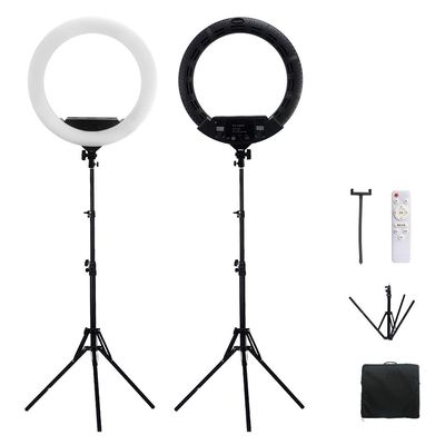 DirectNine Basics 22inch LED Ring Lights Lamp with Tripod Stand, 100W Continuous Output Light Bi-Color 3200K-5500K for Live Stream Makeup Tattoo Photo Studio (FS640, Black)