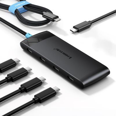 Lemorele 10Gbps USB C to 4 Ports USB C 3.2 Hub w/Charging Port, High Speed Multiport Adapter Splitter for Dell Lenovo HP, MacBook, iMac, iPad Pro, iPhone 15/15 Pro, S23, etc., 1.97ft Cable