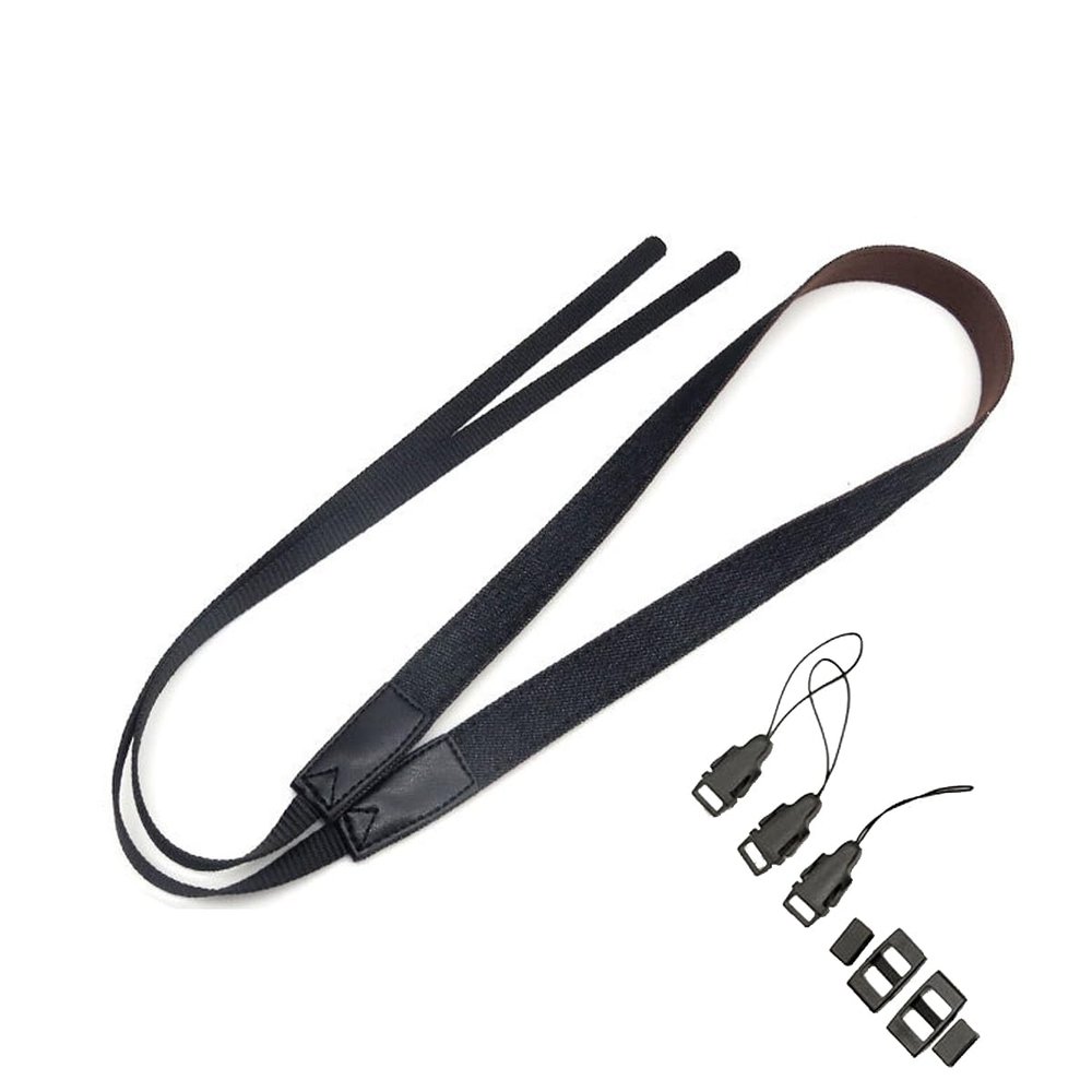 BORGBAR Camera Strap, Simple Denim SLR Strap with Pressure Relief Shoulder Straps (Black)