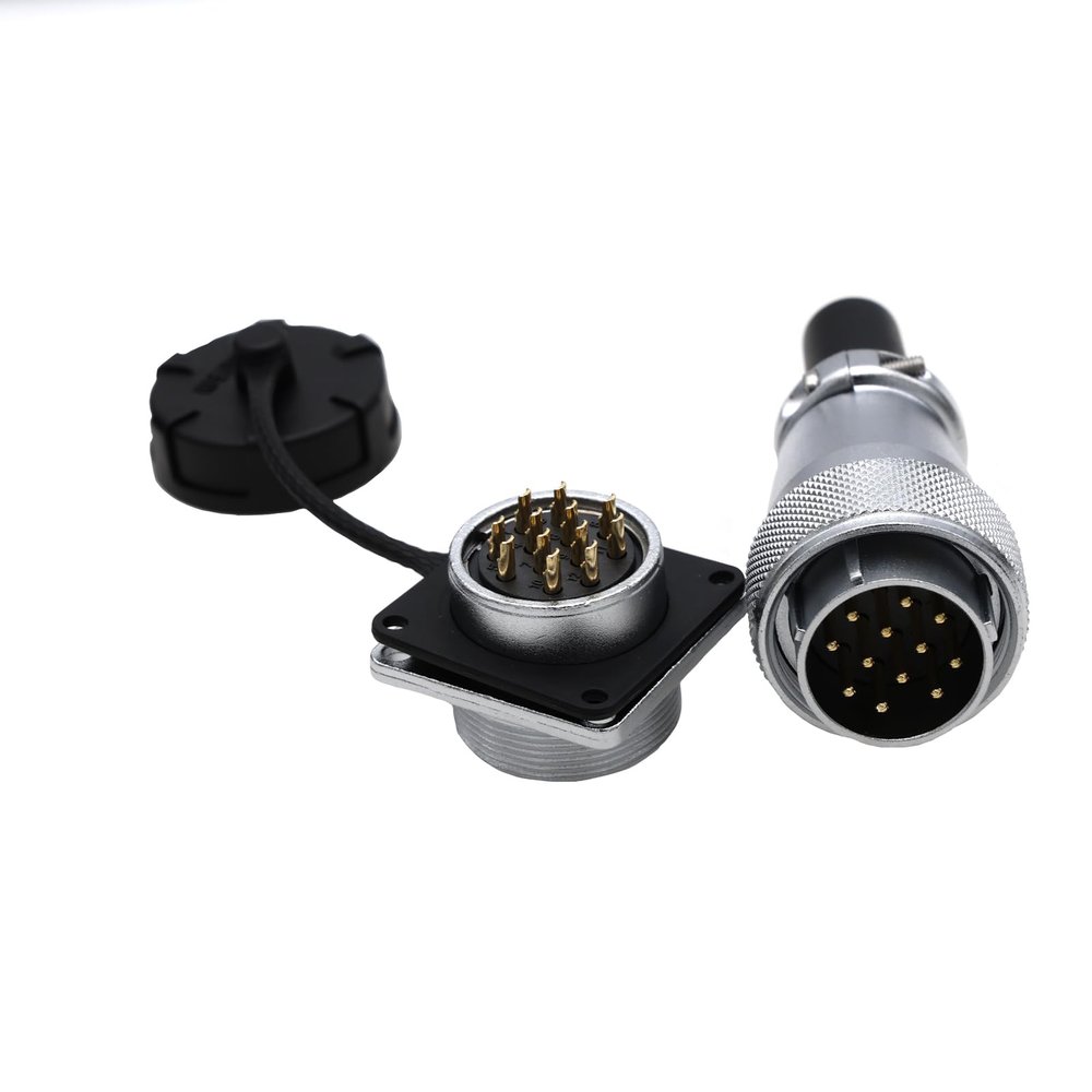 ZBLZGP WS24 12 Pin Waterproof Connector Weipu Metal Threaded TQ Panel Mount High Voltage Power Cable for Automotive Bulkhead Solder LED 10A 14AWG Wire
