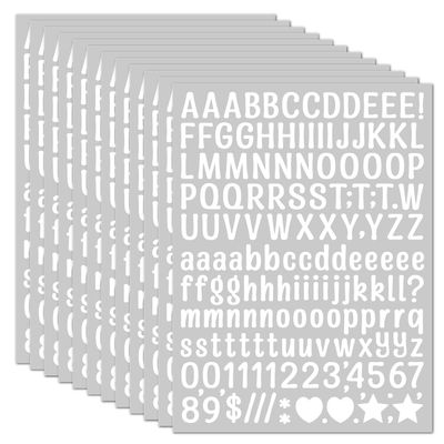 15 Sheet Small Letter Stickers - 1/2 Inch White Vinyl Self Adhesive Alphabet Number Stickers Stick On Letters for Arts Crafts Outdoor Sign Wall Mailbox Windows Doors Car Poster Board
