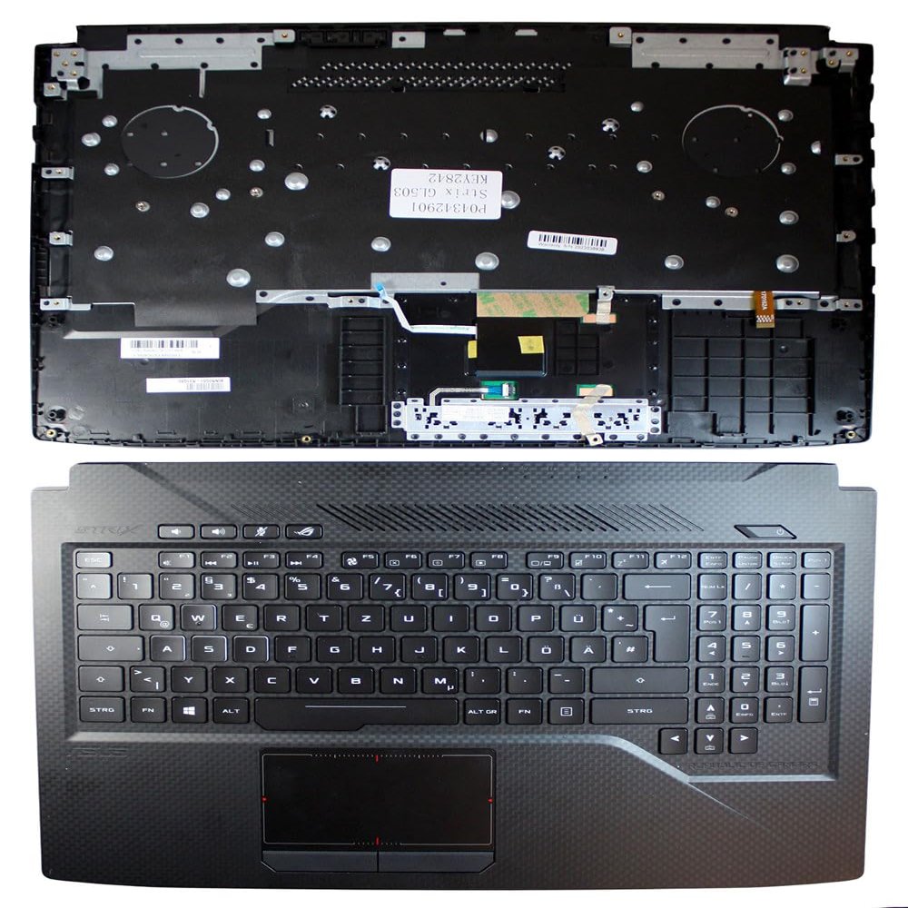 Power4Laptops German Layout with Topcase and Touchpad Black Replacement Laptop Keyboard Compatible with Asus GL503VD-FY064T