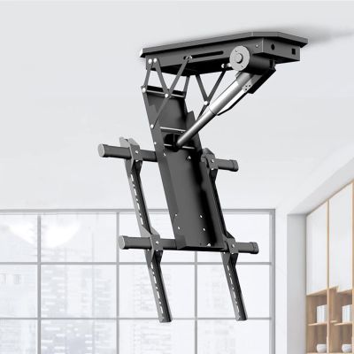 Klauer TV Monitor Wall Mount,TV Wall Mount,Adjustable Ceiling TV Mount Bracket, 0-85 Flip Down, Hidden Drop Down TV Lift, Motorized Flip Down TV Roof Ceiling Mount, Fits 50-90 Inch TVs