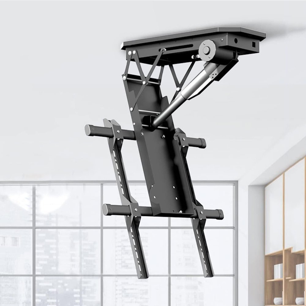 Klauer TV Monitor Wall Mount,TV Wall Mount,Adjustable Ceiling TV Mount Bracket, 0-85 Flip Down, Hidden Drop Down TV Lift, Motorized Flip Down TV Roof Ceiling Mount, Fits 50-90 Inch TVs
