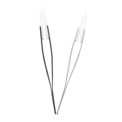 Angoily 2pcs Ceramic Insulation Tweezers Metal Handle for Electronics Soldering High-temperature Resistant Non-conductive Design for Precision Work and Maintenance