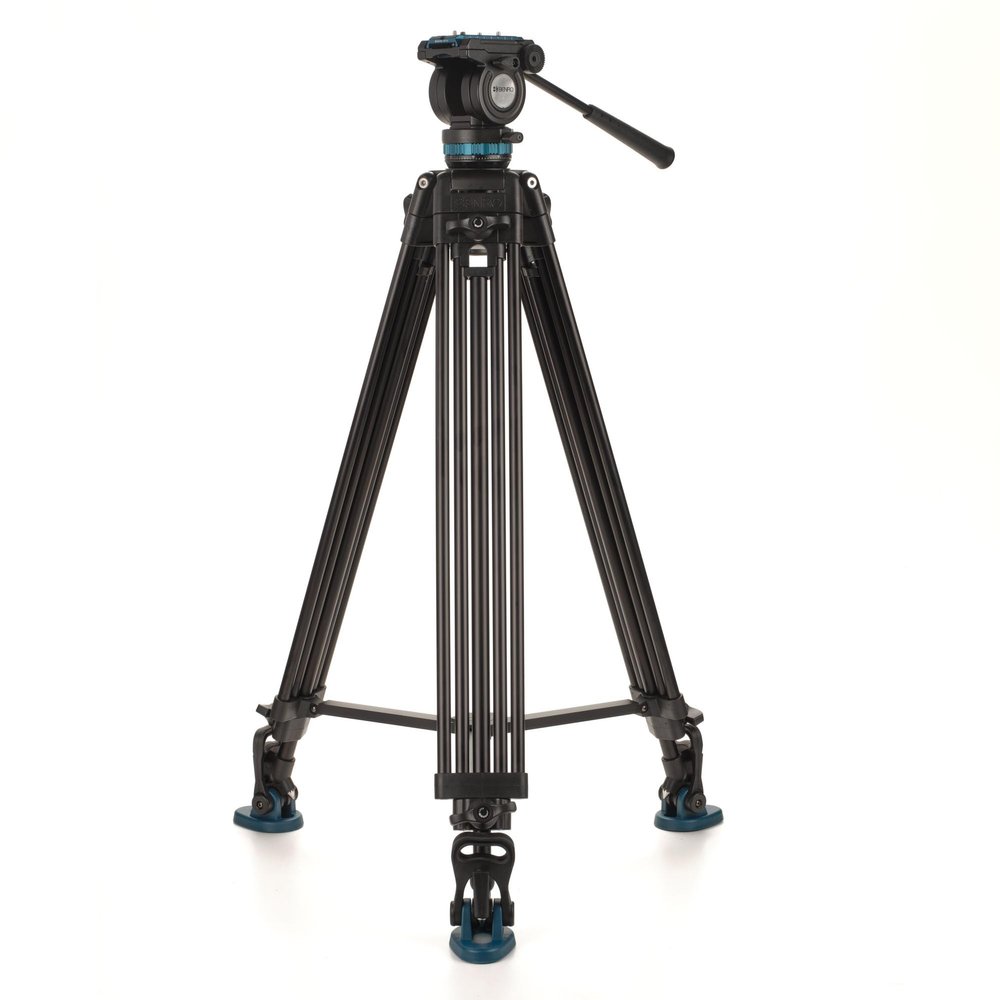 Benro Video Tripod Kit with 60 mm Bowl & Video Head  Supports up to 15 lb Payload, Extends from 34.5 to 72.6, Continuous Pan Drag, Quick-Release Plate & Carrying Case Included (KH26PC)