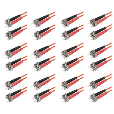 SpeedyFiberTX 12-Pack 85 Meter ST to ST Fiber Optic Patch Cable, Red and Black Boots, Corning InfiniCor Multimode OM1 62.5/125um Optical Fiber, Duplex Orange Riser OFNR Cable Jacket