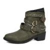 HINDOLA Womens Ankle Boots Almond Toe High Chunky Block Stacked Heels Ankle Booties Motorcycle Boots Low Heeled Booties for Women view 1