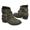 HINDOLA Womens Ankle Boots Almond Toe High Chunky Block Stacked Heels Ankle Booties Motorcycle Boots Low Heeled Booties for Women view 4
