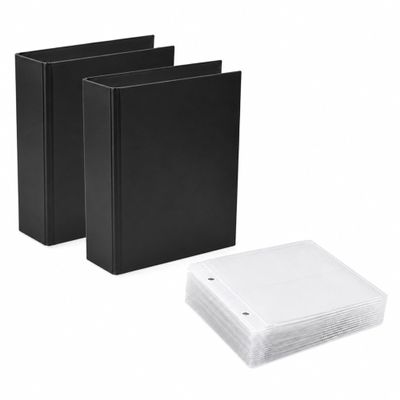 Tarifold CD Storage Bundle, 100 Binder Sleeves and 2 Binders, 2-Ring Holes