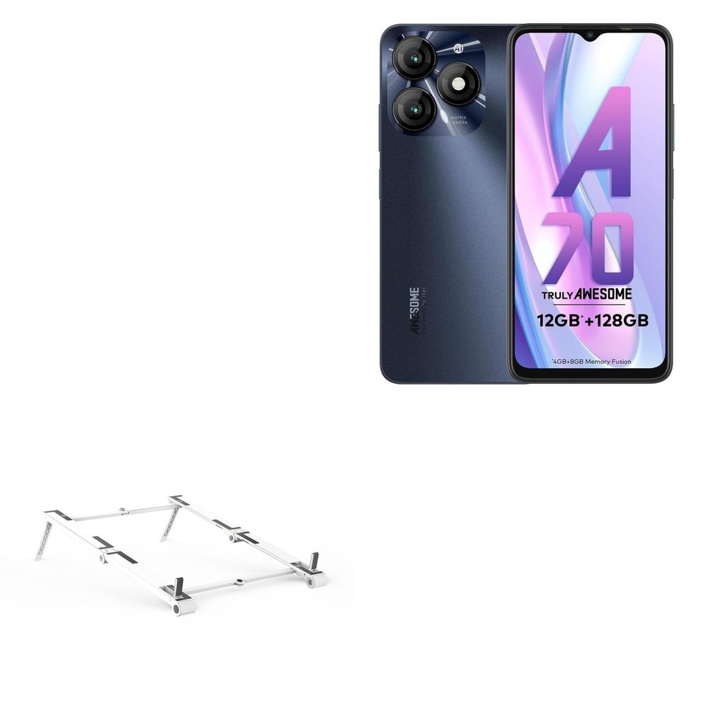 BoxWave Stand and Mount Compatible with itel A70 - Pocket Aluminum Stand 3-in-1, Portable Multi Angle Viewing Riser - Metallic Silver