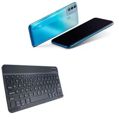 BoxWave Keyboard Compatible with itel Vision 2S - SlimKeys Bluetooth Keyboard, Portable Thin with Chiclet-Style Keys - Jet Black