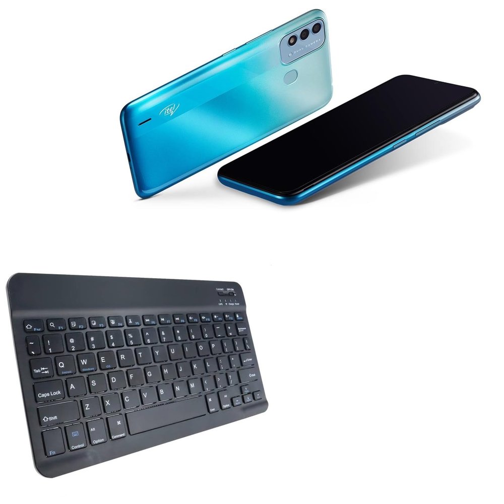 BoxWave Keyboard Compatible with itel Vision 2S - SlimKeys Bluetooth Keyboard, Portable Thin with Chiclet-Style Keys - Jet Black