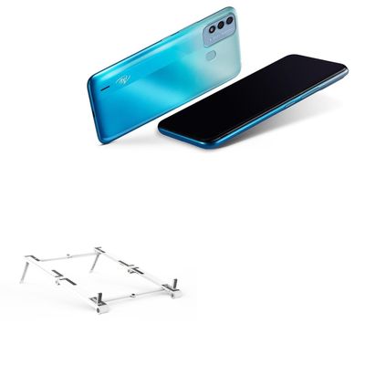 BoxWave Stand and Mount Compatible with itel Vision 2S - Pocket Aluminum Stand 3-in-1, Portable Multi Angle Viewing Riser - Metallic Silver
