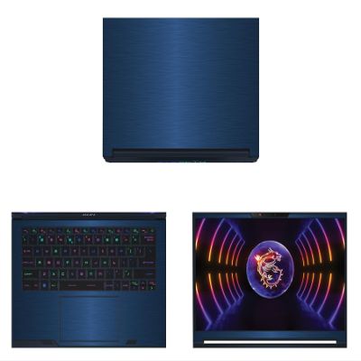 Decalrus - Protective Decal for The MSI Stealth 14 Studio A13V (14" Screen) Laptop Blue Texture Brushed Aluminum Vinyl Cover wrap BAmsiStealth14_A13Blue