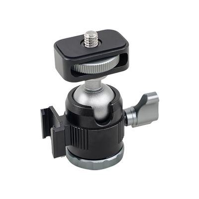 NovelGoal Mini Ball Head with Cold Shoe Mount 1/4 Screw Microslice Camera Desktop Cell Phone Holder Tripod Monitor Microphone Light Support