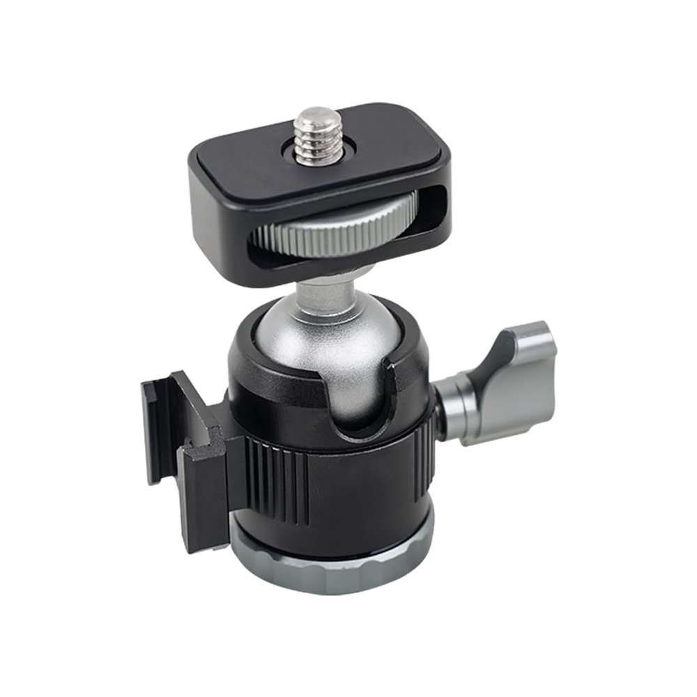 NovelGoal Mini Ball Head with Cold Shoe Mount 1/4 Screw Microslice Camera Desktop Cell Phone Holder Tripod Monitor Microphone Light Support