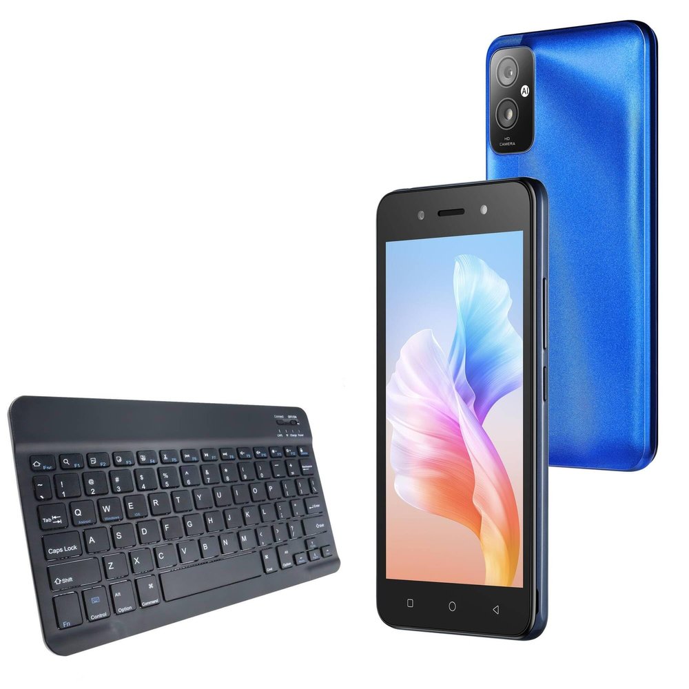 BoxWave Keyboard Compatible with itel A23S - SlimKeys Bluetooth Keyboard, Portable Thin with Chiclet-Style Keys - Jet Black