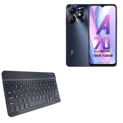 BoxWave Keyboard Compatible with itel A70 - SlimKeys Bluetooth Keyboard, Portable Thin with Chiclet-Style Keys - Jet Black