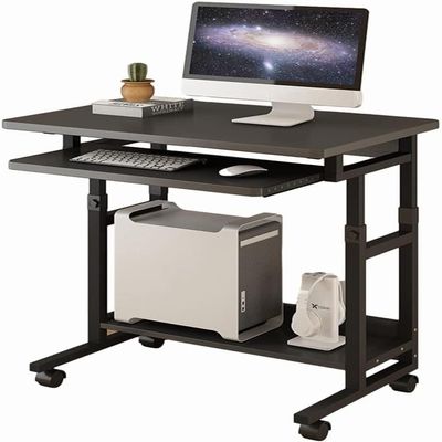ELEFOCUS Adjustable Standing Desks for Home Office Laptop Stand Table Height Overbed Desk Hospital Tray Sofa Chair Side (Color:Black)