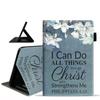 Case for Amazon Fire HD 10 Tablet 10.1 inch (9th/7th Generation, 2019/2017 Release), Slim PU Leather Stand Folio Cover with Card Slot & Auto Sleep/Wake, Floral Quote Bible Verse Philippians 4:13 view 1