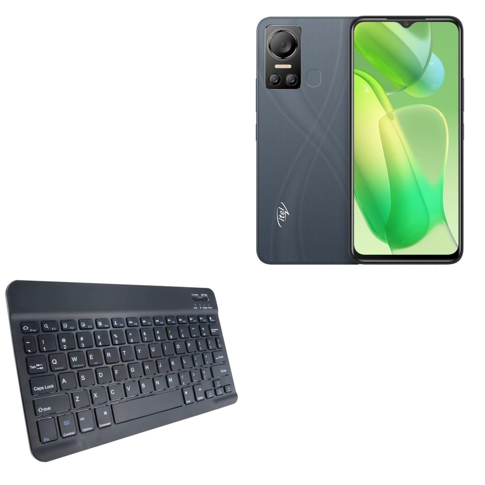 BoxWave Keyboard Compatible with itel S18 - SlimKeys Bluetooth Keyboard, Portable Thin with Chiclet-Style Keys - Jet Black