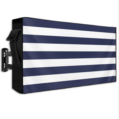 EZON-CH Outdoor TV Cover 30-32 inch, Weatherproof TV Display Screen Protector Outdoor TV Enclosure for Seal Full Coverage - Navy Blue White Stripe Outside LED, LCD, OLED Flat Screen TVs