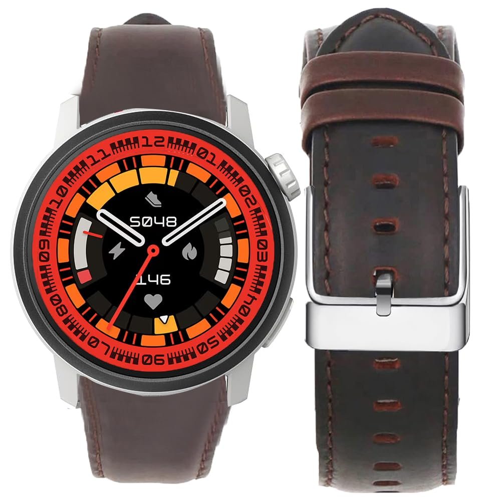 Lamshaw Compatible with COROS PACE 3 Bands, 20mm, 22mm Genuine Leather Band Replacement Smartwatch Strap Wristband Compatible for COROS PACE 3 / APEX 2 Pro / APEX Pro / APEX 46mm/APEX 2 / PACE 2 / APEX 42mm Smartwatch (22mm size band, Coffee)