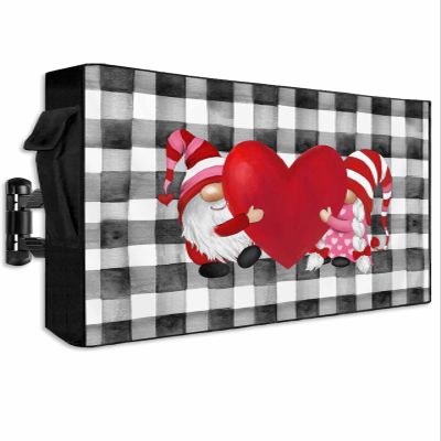 Outdoor TV Cover 52-55 in, Weatherproof TV Display Screen Protector Outdoor TV Enclosure for Seal Full Coverage, Gnome Red Love Heart Black White Buffalo Plaid Outside LED, LCD, OLED Flat Screen TVs