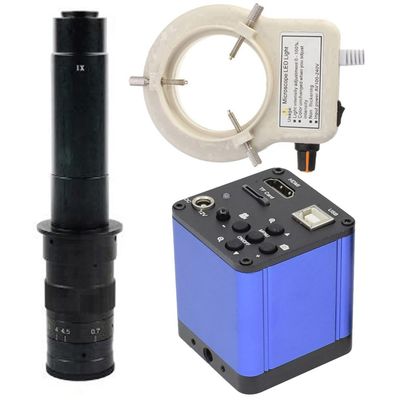 1080P High Definition Microscope Camera Digital Microscope HDMI USB & 300X C-Mount Lens Whit 56-LED Adjustable Ring Light