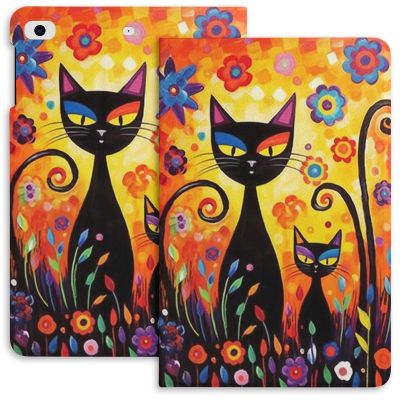 Cats and Flowers Case for iPad iPad Mini 5/4/3/2/1(7.9- Inch) iPad Mini 6 (8.3-inch, 2021) with Pencil Holder, Protective Case with Soft TPU Back, Auto Sleep/Wake Cover