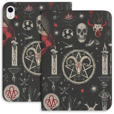 Occult Skull Rune Case for iPad iPad Mini 5/4/3/2/1(7.9- Inch) iPad Mini 6 (8.3-inch, 2021) with Pencil Holder, Protective Case with Soft TPU Back, Auto Sleep/Wake Cover
