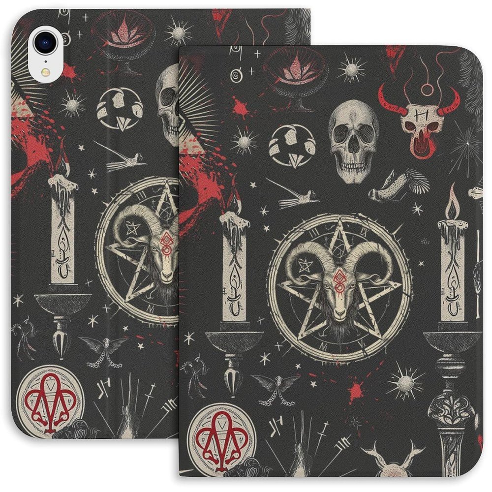 Occult Skull Rune Case for iPad iPad Mini 5/4/3/2/1(7.9- Inch) iPad Mini 6 (8.3-inch, 2021) with Pencil Holder, Protective Case with Soft TPU Back, Auto Sleep/Wake Cover