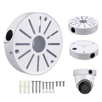 GledeYeTec Aluminum Alloy CCTV Camera Junction Box, Universal Dome Camera Mounting Adapter Compatible with Duahua IP Camera Arlo Solar Panel Outdoor/Indoor Electrical Box (Round Hole Dome Mount)