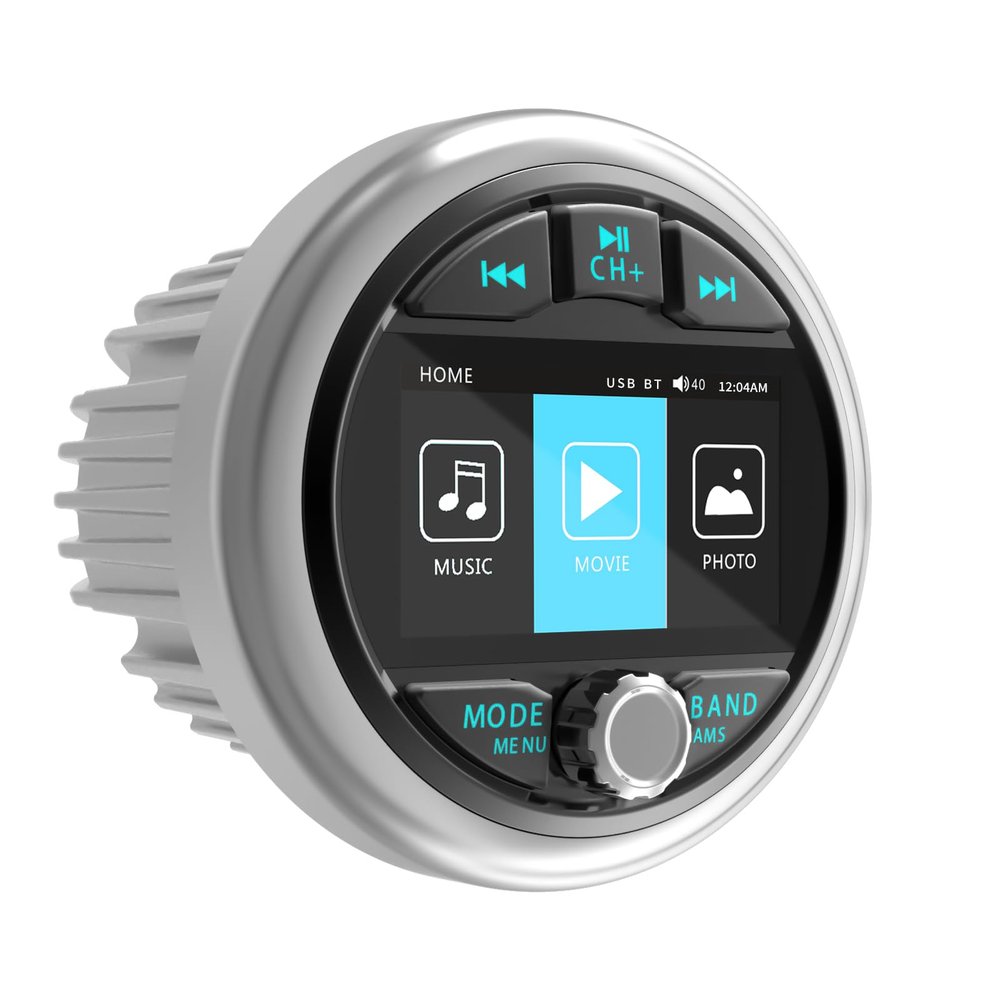 Bluetooth Marine Gauge Radio Receiver - Waterproof Boat Stereo - Digital Multimedia MP5 Player USB AM FM Tuner 4 x 50 Watts Audio System for ATV UTV