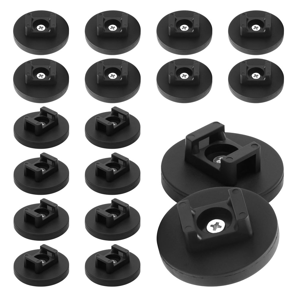 20Pcs Strong Magnetic Cable Zip Tie Base,Multipurpose Cable Ties Mount Wire Clips Management Base,Heavy Duty 18lbs Wire Cable Holder for Electrical Cable Wire (43mm, Count, 20)