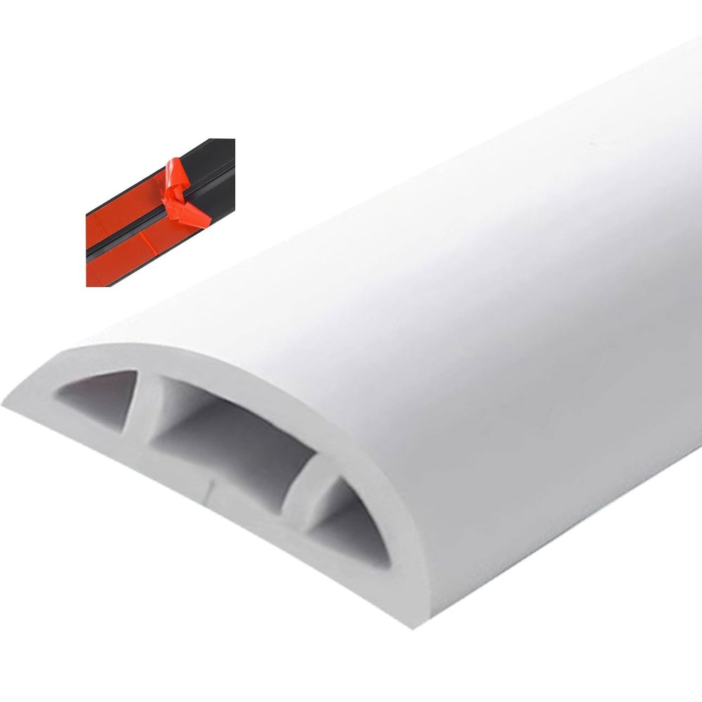 HAIXHX Wood-Effect PVC Half Round Cable Raceway, Self-Adhesive Backing Paintable Cable Trunking/Durable Wall Mount Cable Concealer Management for Office Home Appliances (Size : White-30mm(1-9/50in))