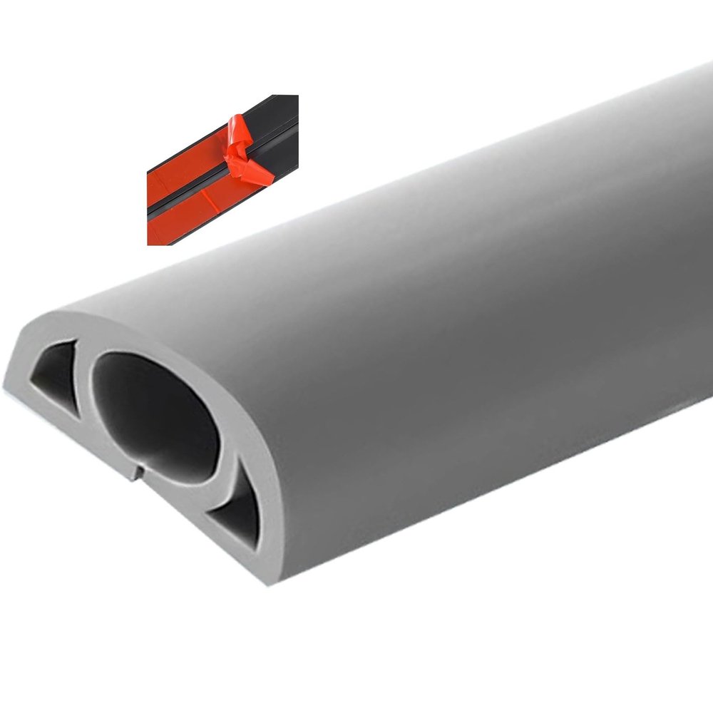 HAIXHX Wood-Effect PVC Half Round Cable Raceway, Self-Adhesive Backing Paintable Cable Trunking/Durable Wall Mount Cable Concealer Management for Office Home Appliances (Size : Grey-1-20mm(79/100in))