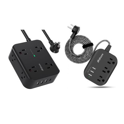 8-Outlet Surge Protector + 3-Outlet Power Strip with USB