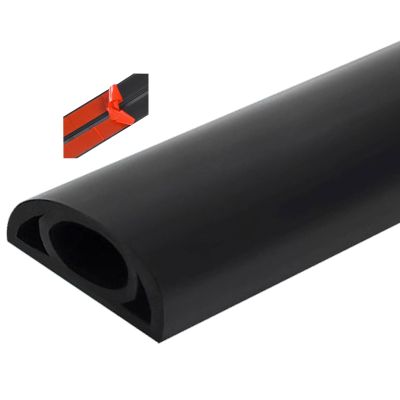 Wood-Effect PVC Half Round Cable Raceway, Self-Adhesive Backing Paintable Cable Trunking/Durable Wall Mount Cable Concealer Management for Office Home Appliances (Size : Black-20mm(79/100in))