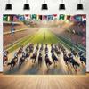 15X10ft Horse Racing Photography Backdrop, Riders Horse Race Photo Background Decoration Portrait Photo Studio Props view 1