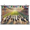 15X10ft Horse Racing Photography Backdrop, Riders Horse Race Photo Background Decoration Portrait Photo Studio Props view 4