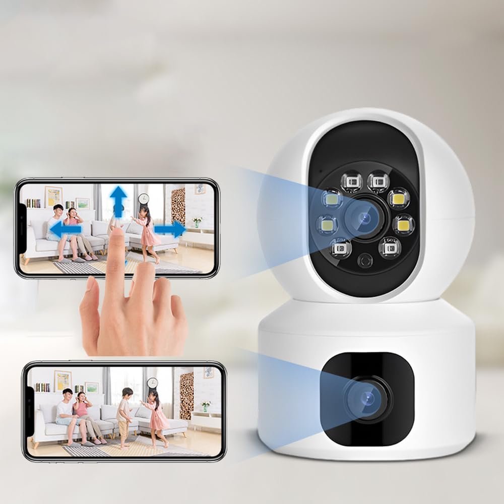 DirectNine Basics Dual Vision HD Camera Two-Way Audio WiFi Home Security Camera Great for Baby Monitor/Pet Camera