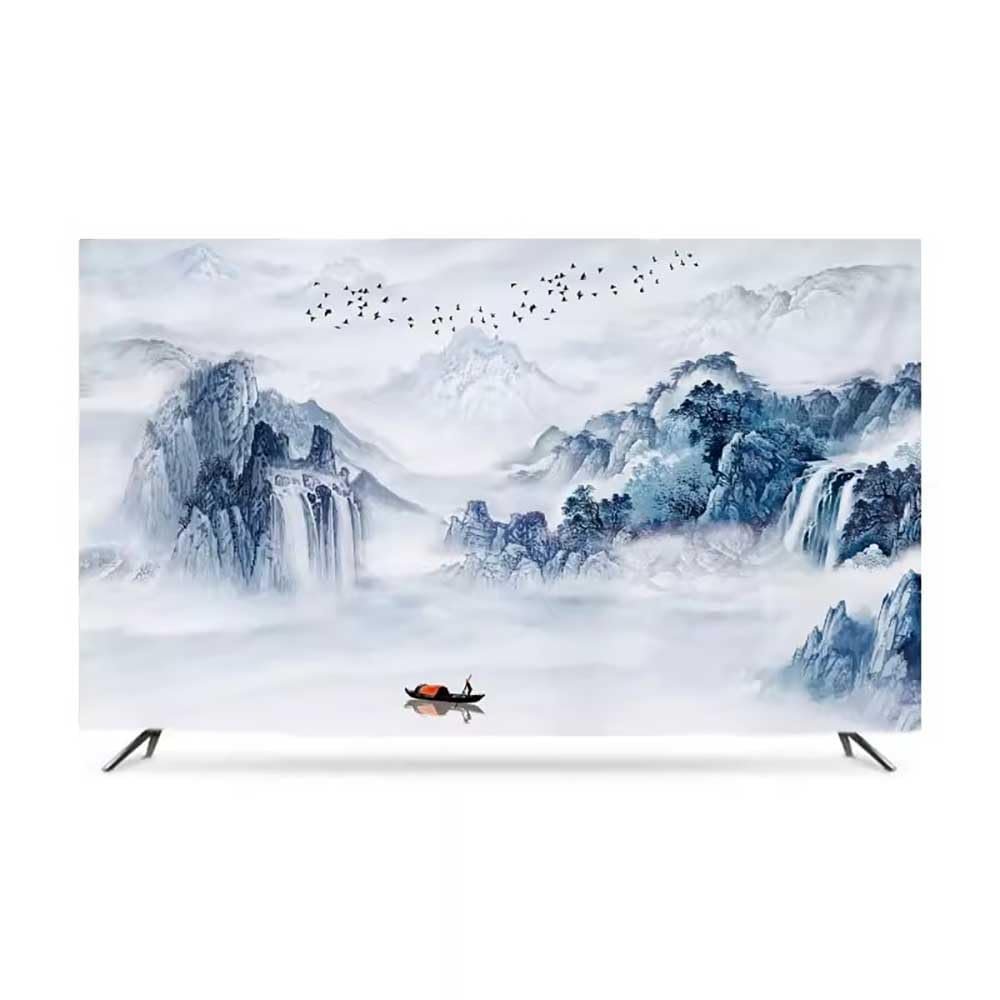 32-86in Water and Sky High Elasticity TV Dust Cover, Indoor TV Set Cover Monitor Dust Cover Anti-static Flat Screen Protector Universal Cover