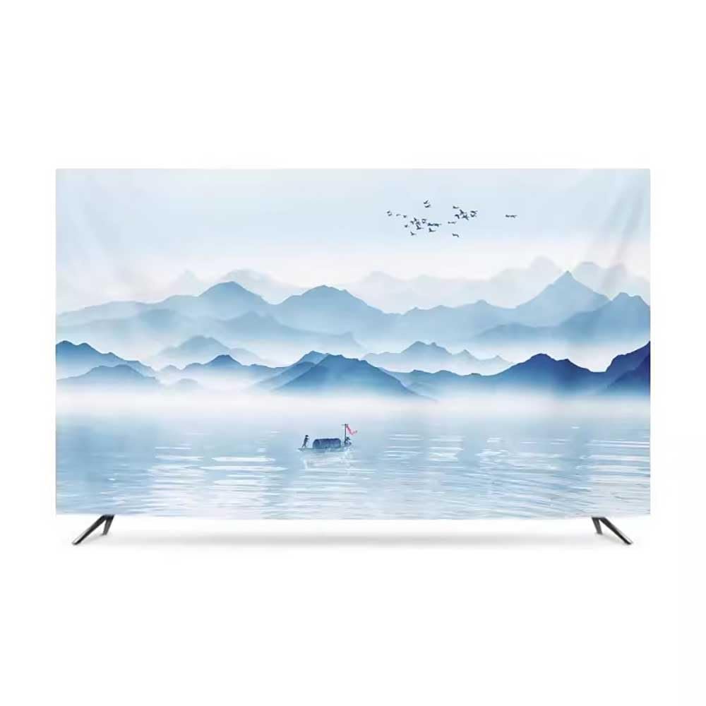 32-86in Water and Sky High Elasticity TV Dust Cover, Indoor TV Set Cover Monitor Dust Cover Anti-static Flat Screen Protector Universal Cover