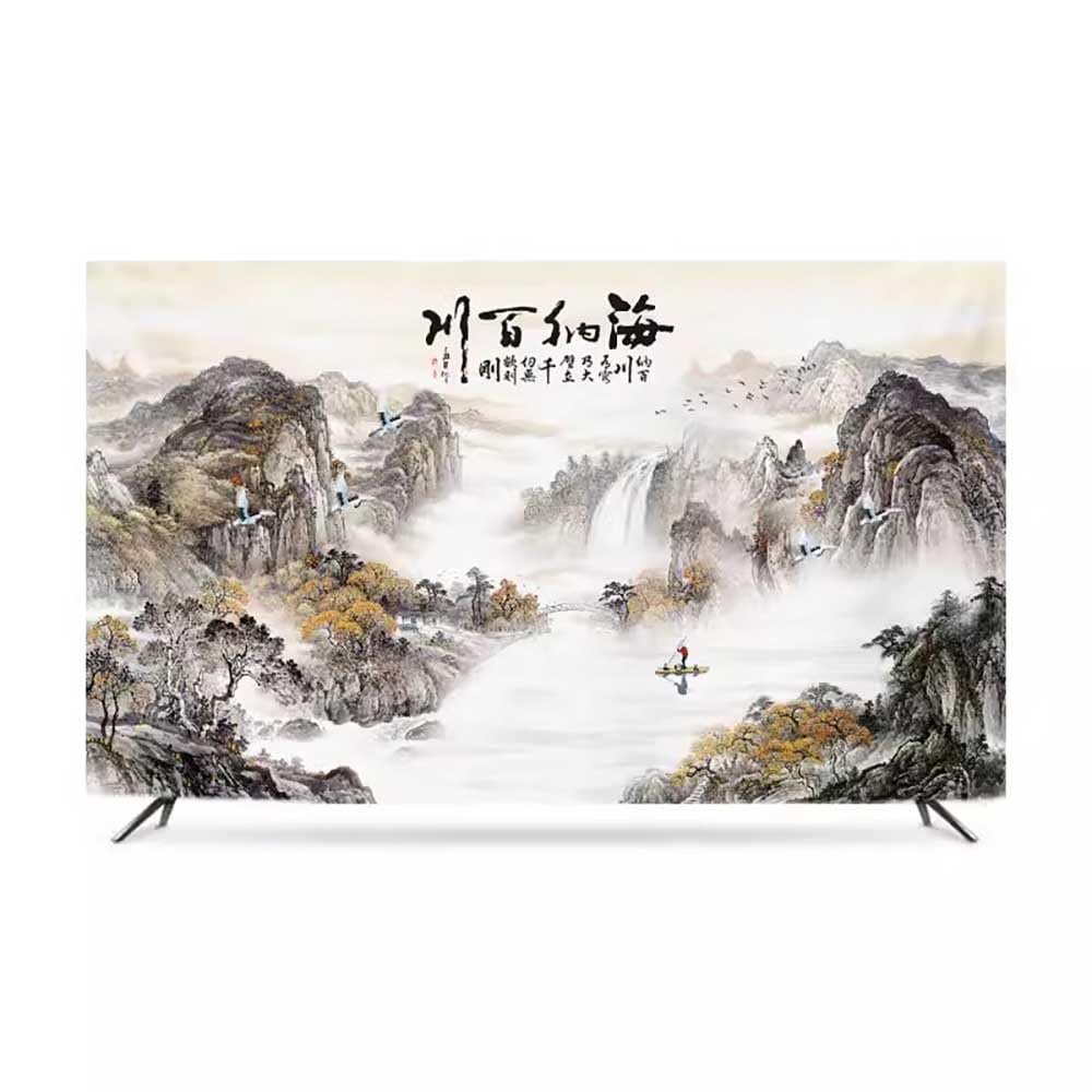 ABANO 32-86in Water and Sky High Elasticity TV Dust Cover, Indoor TV Set Cover Monitor Dust Cover Anti-Static Flat Screen Protector Universal Cover