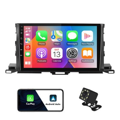 10.1-inch Android 12 Double Din Car Stereo for Toyota Highlander 2014-2019 IPS Touchscreen Screen Car Radio with Carplay & Android Auto Support Backup Camera GPS FM Navi BT SWC