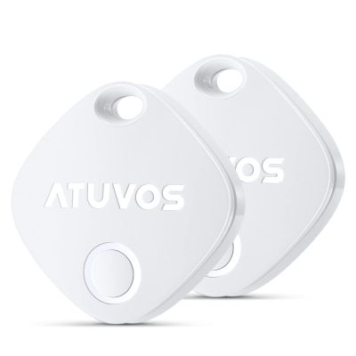 ATUVOS Air Tracker Tags-2 Pack, Bluetooth Luggage Tracker & Keys Finder Works with Apple Find My (iOS Only), Item Finders for Suitcases, Wallets, Bags, Waterproof IP67, Replaceable Battery, Anti-Lost